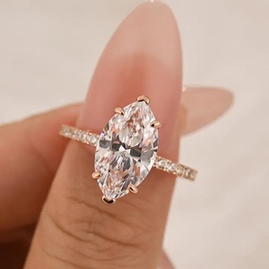 925 Moissanite Marquise Cut Half <b>Eternity</b> Engagement <b>Ring</b> In Sterling <b>Silver</b> Yellow,White & Rose Gold Plated <b>Ring</b> for Women's. - Product Image 1