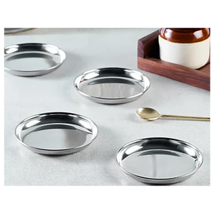 Ensemble de 3 assiettes en acier inoxydable, polies, rondes, compatibles lave-vaisselle, à prix abordable - Product Image 2