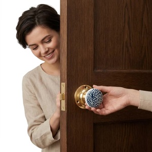 Poignée de porte en céramique traditionnelle avec insert en porcelaine, design moderne, réglable, pour armoire de cuisine, chambre, tiroir, meubles, durable - Product Image 3