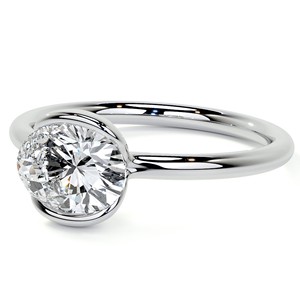 1.25 Carat East To West Oval Cut Solitaire <b>Ring</b> Colorless Moissanite Engagement <b>Ring</b> 14K White Gold Wedding <b>Statement</b> <b>Ring</b> - Product Image 3