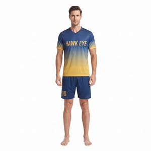 Conjunto de Camiseta de Fútbol para Hombre Hawk Eye, Cuello en V, Color Degradado, Manga Corta, Poliéster que Absorbe la Humedad, Uniforme Deportivo - Product Image 1