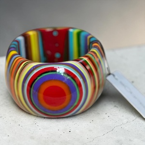 Handmade Rainbow Resin Bangle Chunky Concentric Target Striped Resin Craft Wide Dome Cuff Bracelet Women Jewelry Wholesale - Product Image 2