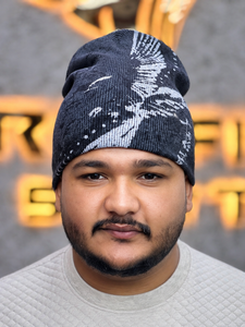 Custom Gray & Black Camouflage Pattern Beanie Hat 56-58CM Acrylic Knit <b>Winter</b> <b>Cap</b> Male Casual Adult Wear - Product Image 5