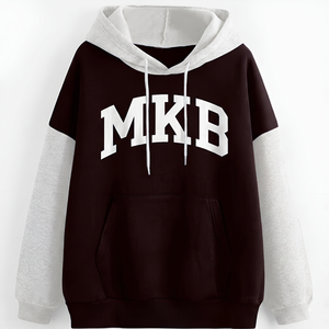 เสื้อฮู้ดผู้ชายแบบสองสี ขายส่ง เสื้อคลุมมีฮู้ดผ้าฟลีซนุ่ม แขนเสื้อตัดสี แฟชั่นสตรีทลำลอง สั่งทำได้ - Product Image 5