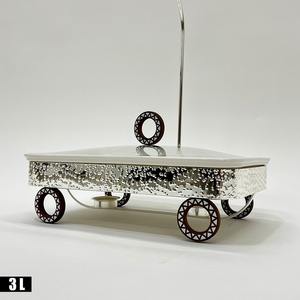 Modern Stainless Steel With Ceramic <b>Food</b> <b>Warmer</b> with Tempered Glass Top and Decorative Wheel Base for Modern Buffet & Catering - Product Image 5