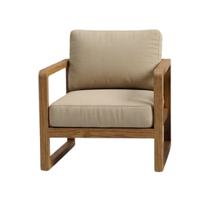 Modern Teak Outdoor Lounge Chair Set with Side <b>Table</b> and <b>Round</b> Coffee <b>Table</b> Garden <b>Patio</b> Furniture - Product Image 2