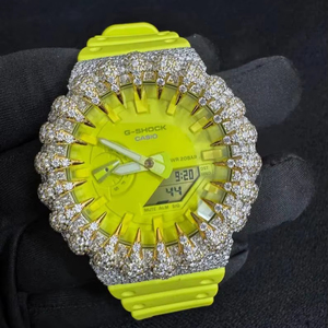 Reloj Hip Hop con Incrustaciones de Moissanita, Plata 925, Estilo Bust Down, Reloj de Lujo con Diamantes, Correa de Neón, Venta al Por Mayor - Product Image 1