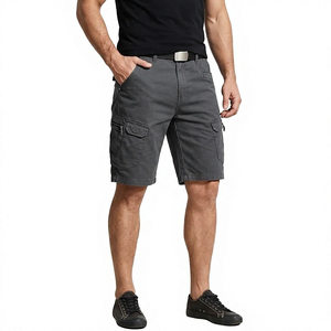 Shorts Cargo Homme en Coton Tissé 100% avec Cordon de Serrage, Taille Mi-Haute Unie, Multi-Poches, Décontracté, Vêtement de Travail, Extérieur, Été, Service OEM - Product Image 3