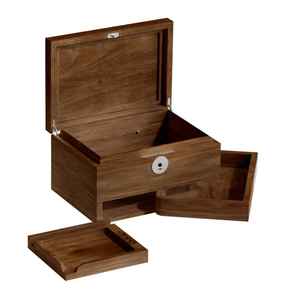 Caja de Almacenamiento Rústica de Madera con Tapa con Bisagras, Cajón Extraíble, Cierre Circular, Acabado Natural - Product Image 2