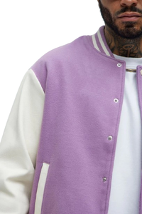 College Baseball Varsity Jacket for <b>Men</b> with Custom Logo Wool Stand Collar Geometric Patchwork for Autumn/Winter Wear - Product Image 4