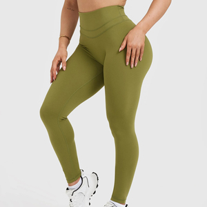 Legging de sport pour femme avec logo personnalisé, taille basse, effet froncé aux fesses, sans couture, pour la gym, le fitness et le yoga - Product Image 4