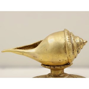 รูปปั้นหอยสังข์8นิ้วทำด้วยมือทำด้วยมือทำจากทองเหลืองผลิตในอินเดียสำหรับให้เป็นของขวัญ - Product Image 1