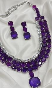 Premium Quality Doublet Stone Designer Necklace <b>Set</b> Luxury Appeal Ideal For Party Wear Statement Necklace <b>Set</b> Beautiful <b>Colours</b> - Product Image 2