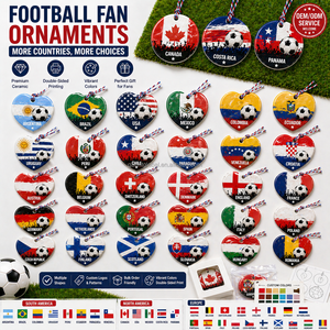 Wholesale Custom Soccer <b>Ceramic</b> <b>Ornament</b> Double Sided Glossy Pendant Gift with Box for football cup Garden Decoration - Product Image 5