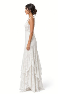 Wholesale Bohemian <b>White</b> Lace Wedding <b>Dress</b> Sleeveless V Neck Tiered Bridal Gown <b>Summer</b> Beach Evening <b>Maxi</b> <b>Dress</b> Supplier - Product Image 2