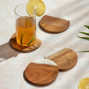 Elegant Wood Resin <b>Coaster</b> <b>Set</b> by NEHA ENTERPRISES Handmade Wooden Tea Cup <b>Coasters</b> for Kitchen Accessories - Product Image 4