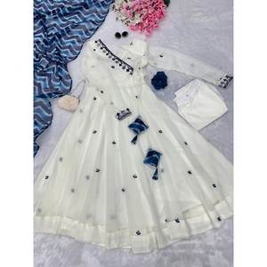 XS Party Wear Anarkali Suit con bordado de trabajo que incluye parte inferior y Dupatta - Product Image 2