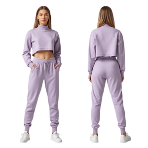 Conjunto Deportivo Corto con Capucha para Mujer, Estilo Casual de Invierno, 100% Algodón, Diseño a Cuadros - Product Image 4
