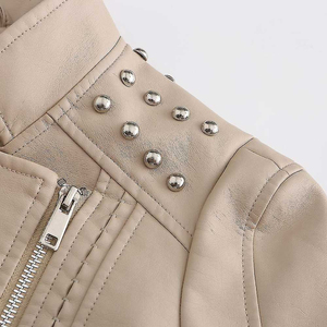 Women's Studded <b>Leather</b> <b>Jacket</b> New Spike Biker Style Solid Color Genuine <b>Leather</b> <b>Jacket</b> For Sale In low Price Women Stud <b>Leather</b> - Product Image 6