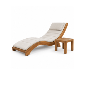 Solid Teak Wood Outdoor Sun Lounger Adjustable Chaise <b>Lounge</b> <b>Chair</b> Patio Poolside Garden Hotel Resort Furniture with Cushion Sea - Product Image 1