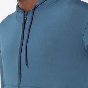 Ensemble de survêtement à capuche pour homme, bleu uni, manches longues, fermeture éclair sur le devant, vêtements décontractés, saison printemps, coupe régulière avec poches latérales - Product Image 6