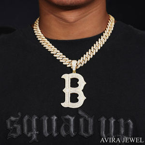 Pendentif Hip Hop de Luxe en Moissanite pour Homme, en Argent Sterling 925 Massif Plaqué Or et Or Rose, Bijou Statement Sertie de Pierres - Product Image 4