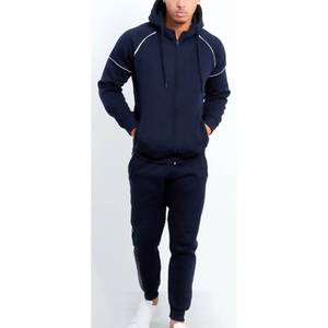 Survêtement de jogging personnalisé en coton, streetwear bleu marine, polaire respirant, pour hommes, idéal pour l'entraînement professionnel en salle de sport, vêtements décontractés, OEM - Product Image 1