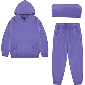French Terry Heavyweight <b>Oversized</b> Kids Boys Track Suit <b>Joggers</b> Acid Wash Solid Color Block Two-Toned Streetwear Winter - Product Image 1