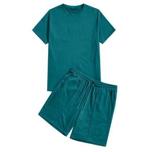 Conjunto de Camiseta Casual Transpirable para Hombre, Talla Grande, Colección Verano 2026, Color Azul Sólido, Algodón y Poliéster, 2 Piezas - Product Image 6