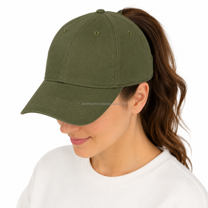 High Quality <b>Womens</b> Ponytail Baseball Hat Cotton Twill Adjustable Back Closure Custom OEM & ODM Casual Sports Headwear <b>Cap</b> - Product Image 1