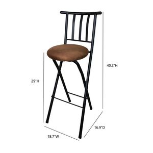 Modern Adjustable Steel Folding <b>Bar</b> <b>Stool</b> with Slat <b>Back</b> and Microfiber Seat - Product Image 5