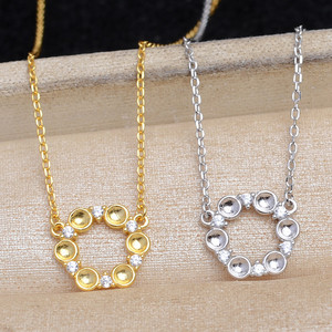 Accessoires de fabrication de bijoux en argent 925, support de collier en perles non perforées, pendentif rond semi-fini creux, 2,8-3, apprêts pour bijoux - Product Image 1