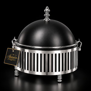 Luxury Modern Stainless Steel Chafing Dish Dome Lid Vertical Line Design Silver <b>Buffet</b> Food <b>Warmer</b> Eco-Friendly Durable - Product Image 2