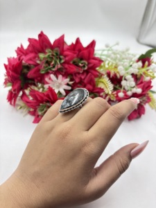 แหวนเงินชุบประดับโอปอลเดนไดรต์ธรรมชาติ แหวนทำมือประดับพลอยสำหรับผู้หญิง ขายส่ง - Product Image 6