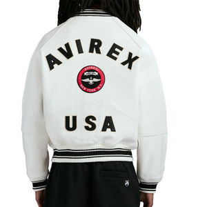 เสื้อแจ็คเก็ตหนังผู้ชาย Avirex แบบมีซิป ปิดได้ ระบายอากาศได้ดี แห้งเร็ว สำหรับฤดูหนาว ไซส์ผู้ใหญ่ - Product Image 5