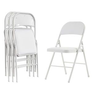 Elegantes Sillas Plegables de Hierro y PVC, Blancas, 4 Piezas, Muebles para Conveniones, Exposiciones y Hoteles - Product Image 6