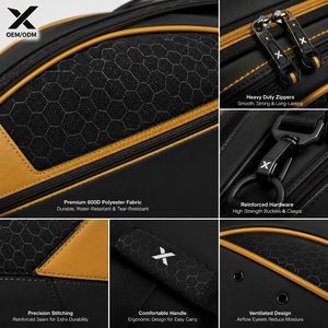 Sac de tennis personnalisé OEM pour 6 raquettes, imperméable, en polyester 600D, pour badminton et pickleball, avec compartiment pour chaussures - Product Image 4