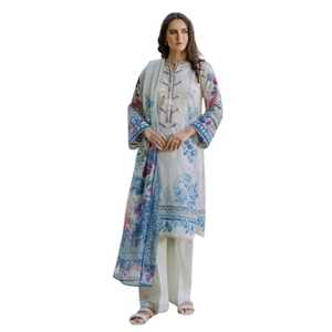 Collection de Costumes de Cérémonie et de Mariage 3 Pièces en Tissu Lawn Original Pakistanais de Marque, Broderie au Col, Dentelle et Boutons, Vente en Gros OEM 2026 - Product Image 1