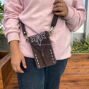 Multi-purpose Boot Stitch Suede Leather Mobile Phone Bag High Quality Premium Genuine Leather Crossbody Cell Phone Bag for Women - Product Image 2