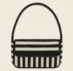 Sac à main moderne en tissu tissé, motif zèbre rayé noir et blanc, forme rectangulaire avec bandoulière réglable - Product Image 2
