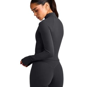 Women's Black Long Sleeve Bodysuit High Neck Fitted Activewear Gym Workout <b>Sports</b> Top Slim Fit Athletic <b>Jumpsuit</b> Custom OEM - Product Image 1