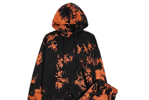 Conjunto Deportivo Unisex con Capucha, Manga Larga, Estampado Naranja y Negro, Transpirable, de Poliéster, Corte Holgado, para Otoño - Product Image 3