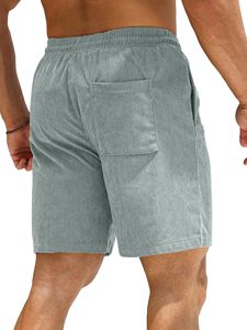 Pantalones Cortos Cargo de Lona para Hombre, Color Sólido, Cintura Elástica, Estilo Casual, Azul Claro, Bolsillos, Transpirables, Secado Rápido, 100% Poliéster, Apliques - Product Image 3