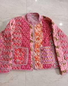 Chaqueta Acolchada para Mujer, Cuello en V, Manga Larga, Estampado Animal, Patrón de Tigre Naranja y Rosa, Poliéster, Abrigo de Otoño - Product Image 5