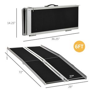 Rampa di Mobilità in Alluminio Antiscivolo Nera da 6 Piedi, Facilmente Pieghevole per un Rapido Accesso a Porte e Gradini - Product Image 2