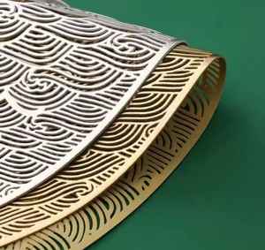 Vinyl Dining <b>Table</b> <b>Mats</b> Placemats Metallic Finish Asian Zen Style | Geometric Cut-Out Design | Eco-Friendly Customizable <b>Mats</b> | - Product Image 6