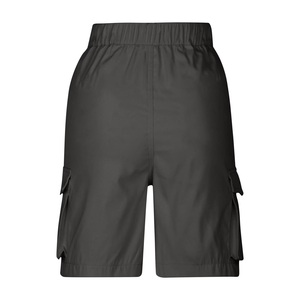 Short cargo d'été pour femme en toile tissée lavée, très respirant, six poches, taille mi-haute, longueur genou, braguette zippée, fermeture boutonnée, coupe ample - Product Image 5