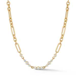 14K <b>Solid</b> Gold Cut Lab Grown Diamond Link <b>Necklace</b> Pave Set 18 Inch Paperclip Layering Cable Chains Wedding Party Gift Women - Product Image 1