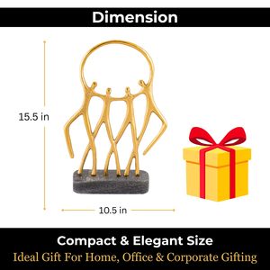 Escultura Familiar Abstracta de Aluminio con Base de Mármol, Acabado Dorado, Pieza Decorativa Moderna para Sala de Estar, Oficina o Mesa - Product Image 5