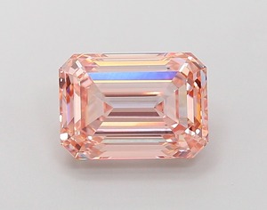 Diamant rose intense fantaisie taille émeraude de 3,04 carats, CVD, clarté VS2, polissage excellent, pierre cultivée en laboratoire, pour bijoux sur mesure - Product Image 1